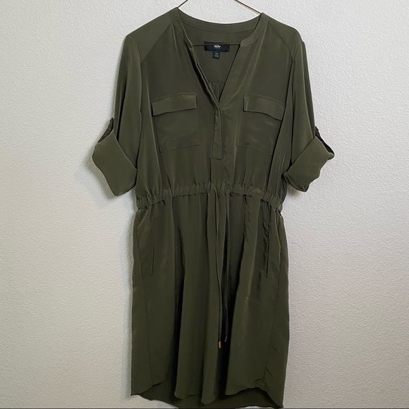 Mossimo Supply Co. Dresses & Skirts - Mossimo Green Duel Pocket Tie Front Dress 3/4 Sleeves
